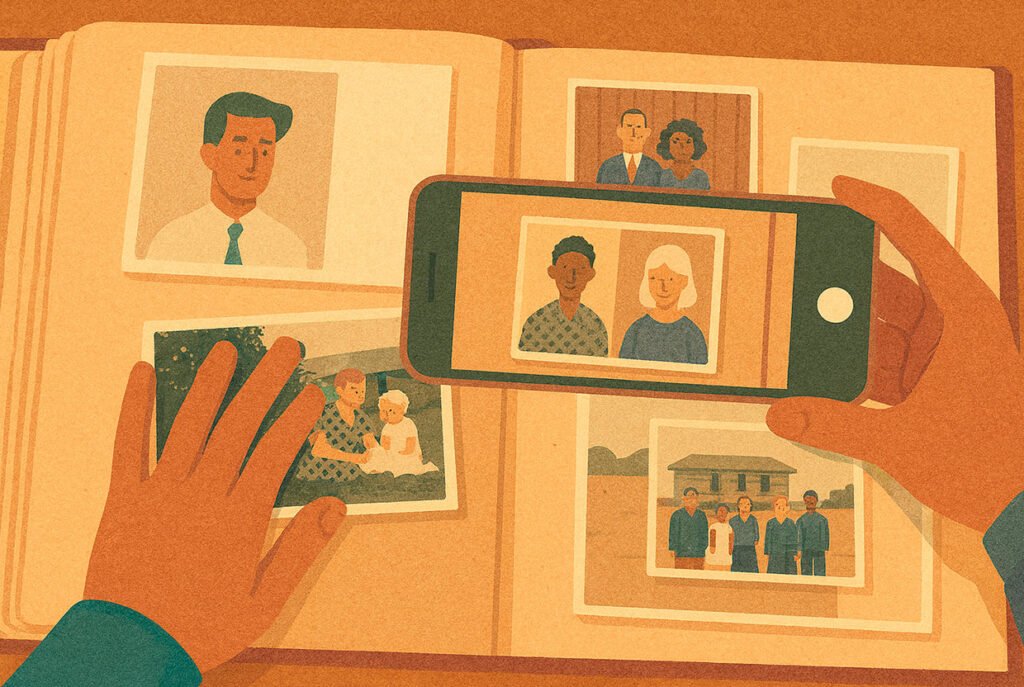 Digitalizar fotos antigas - maos album fotos celular