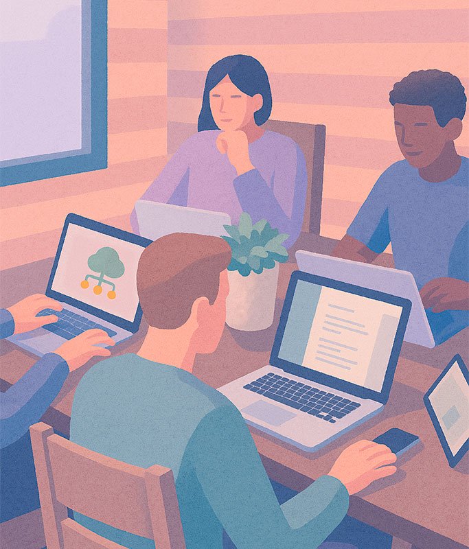 pessoas pesquisando notebook crop