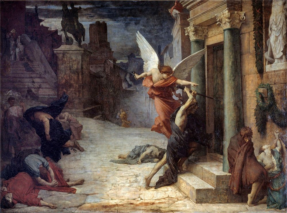 Pintura de 1869, "A Praga em Roma", de Jules Elie Delaunay.